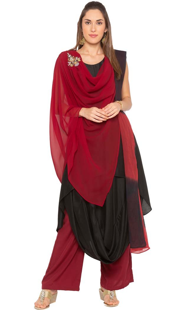 Maroon Muslin Color Readymade Plus Size Salwar Kameez -601274802