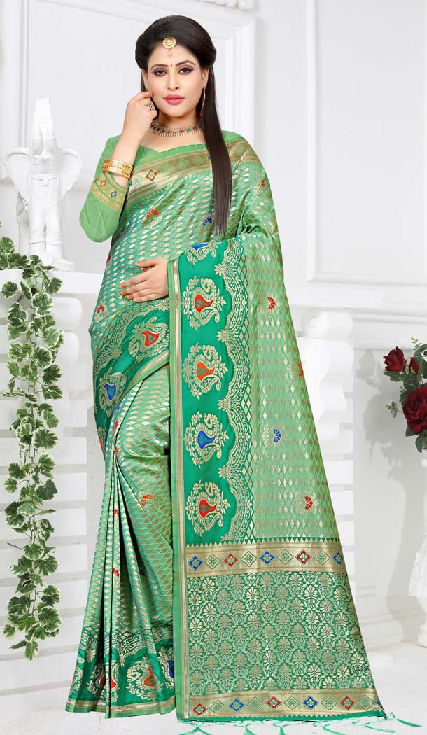 Green Color Art Silk Traditional Party Wear Saree Blouse -431762888