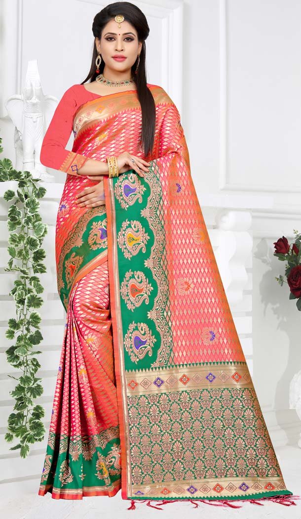 Pink Color Art Silk Traditional Party Wear Saree Blouse -431762890