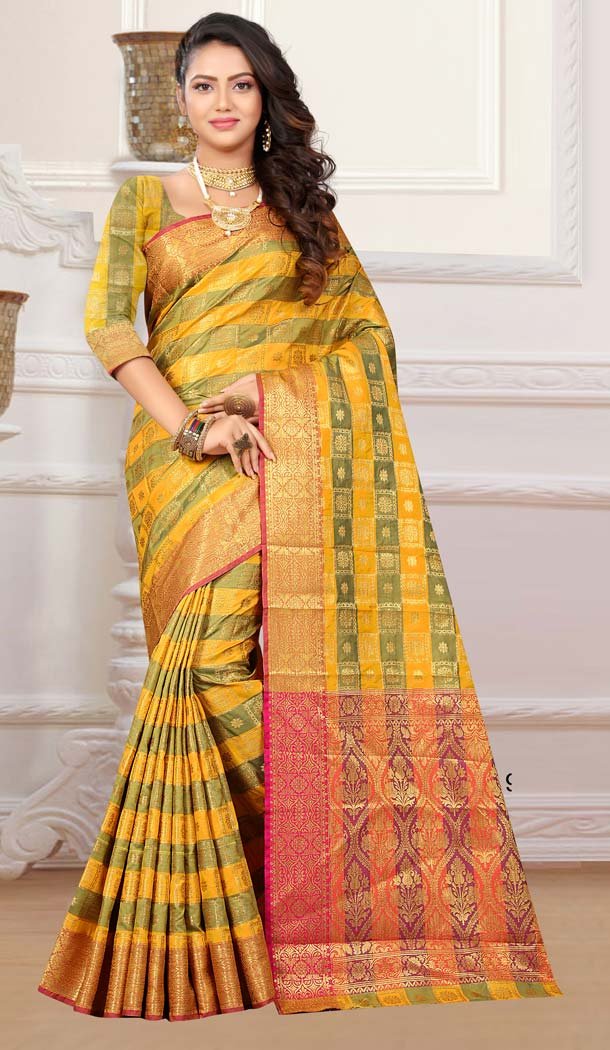 Patola Silk Yellow Color Traditional Wear Saree Blouse -432162904