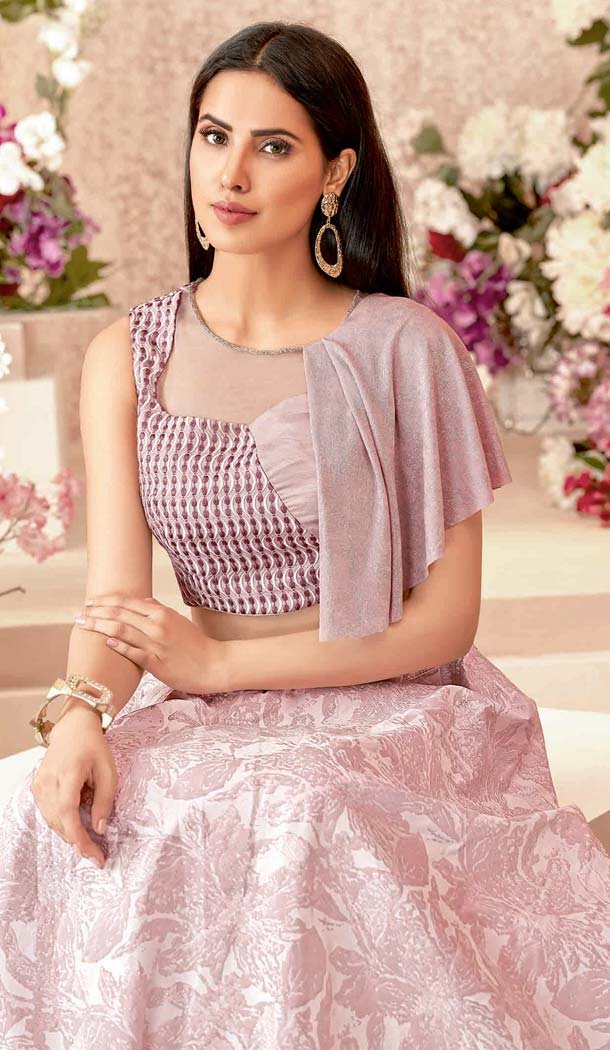 Fascinating Pink Color Jacquard Silk Designer Fancy Lehenga Choli -640880096