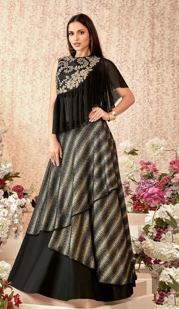 Black Color Taffeta Silk Lycra Designer Fancy Lehenga Choli -640880102
