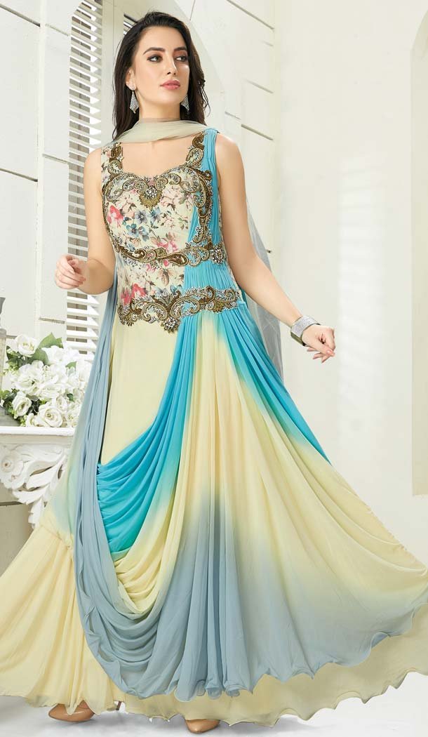 Cream Color Net Silk Designer Readymade Salwar Kameez -641280152