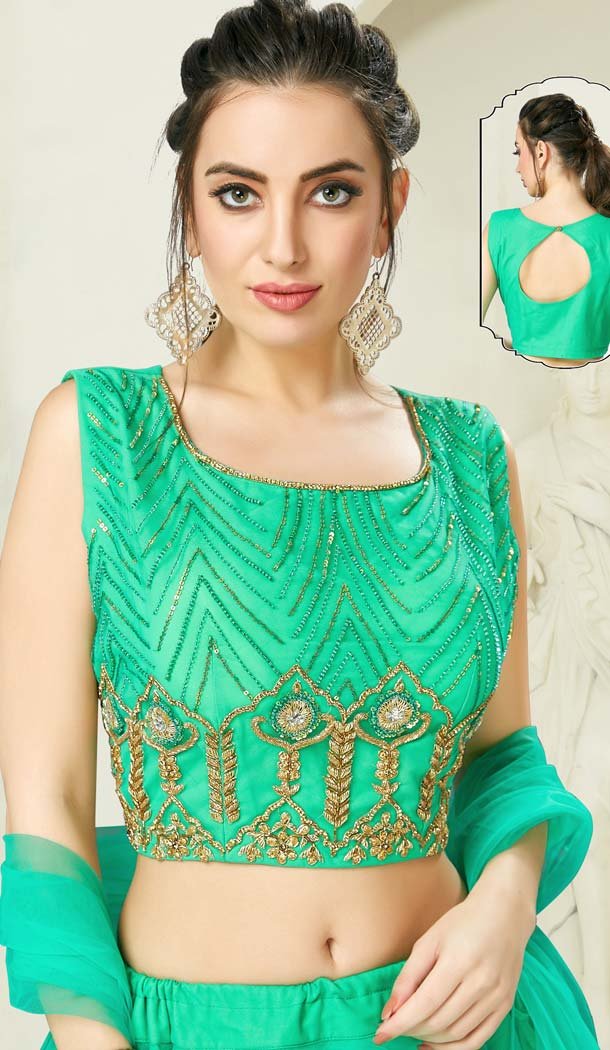 Green Color Silk Designer Readymade Lehenga Choli -641380189