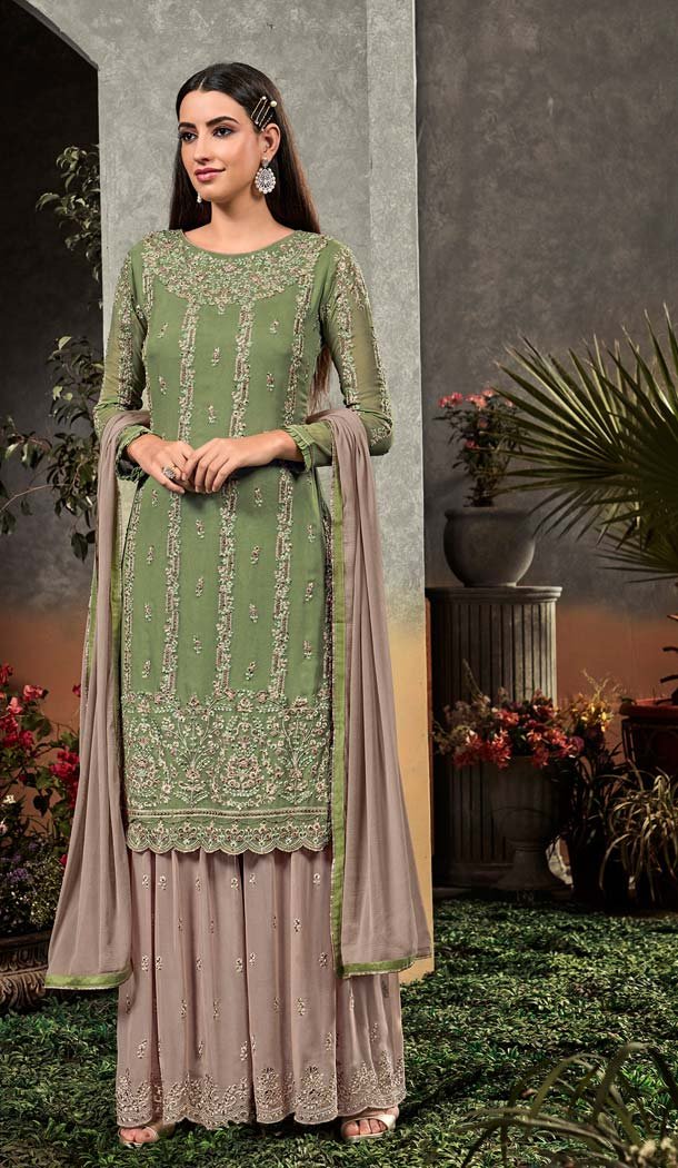 Green Color Georgette Party Wear Pakistani Salwar Kameez -639479934