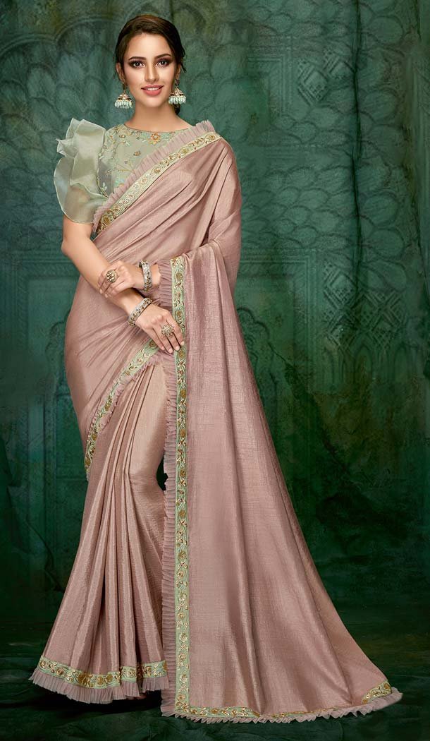 Old Rose Pink Color Silk Georgette Designer Saree Blouse -640680077