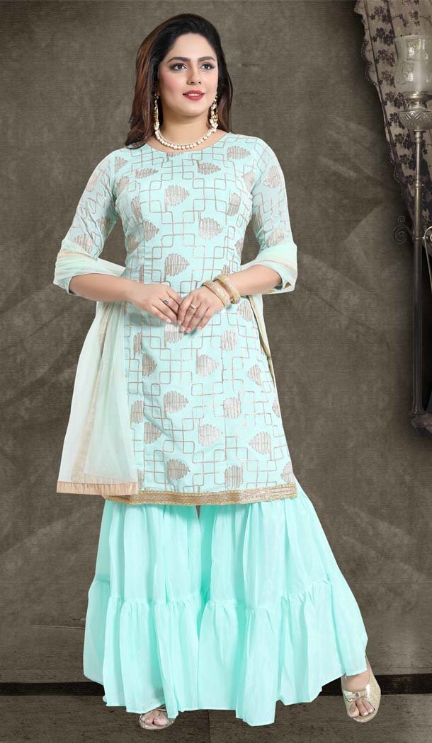 chiffon sharara suits