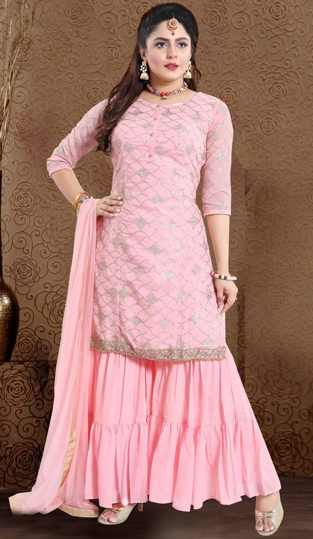 chiffon sharara suits