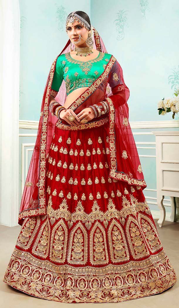 Maroon Color Satin Silk Traditional Party Wear Lehenga Choli -645580648