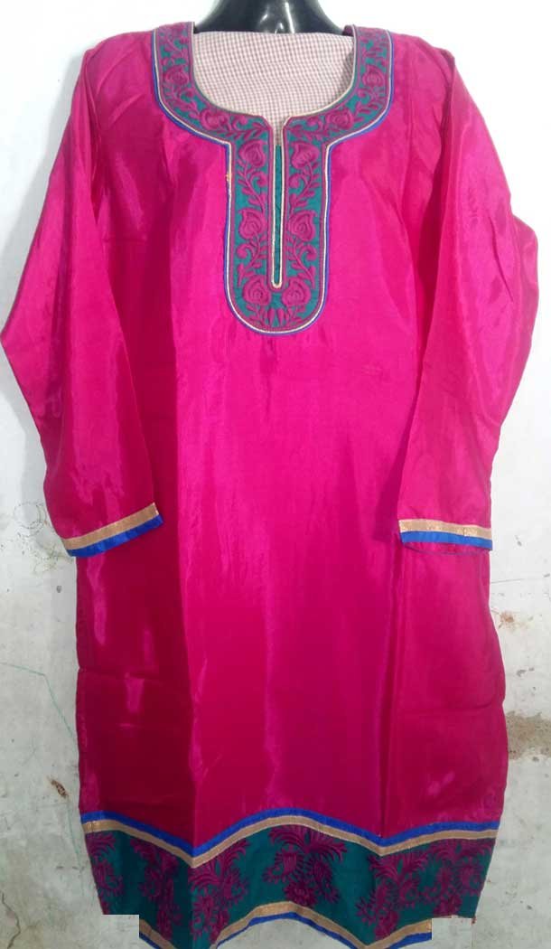 Hot Pink Silk Party Readymade Kurtis | FH5555114