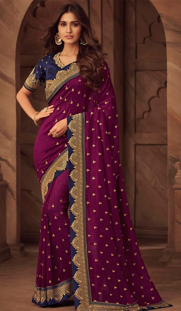 Purple Color Silk Designer Trendsetter Saree Blouse -648681026