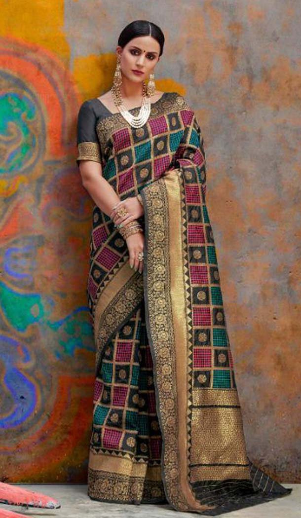 Black Color Handloom Weaving Silk Traditional Saree -649181131