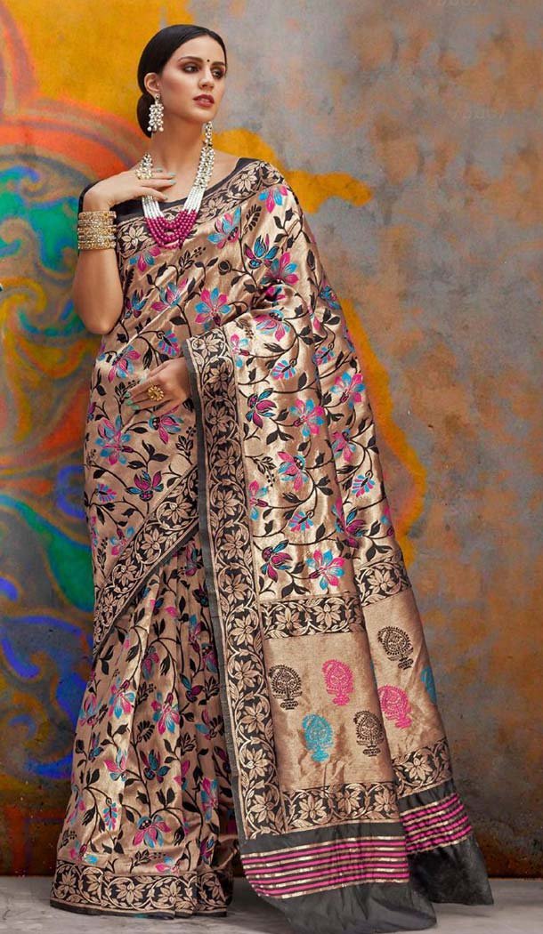 Beautiful Black Color Handloom Weaving Silk Traditional Saree -649181133