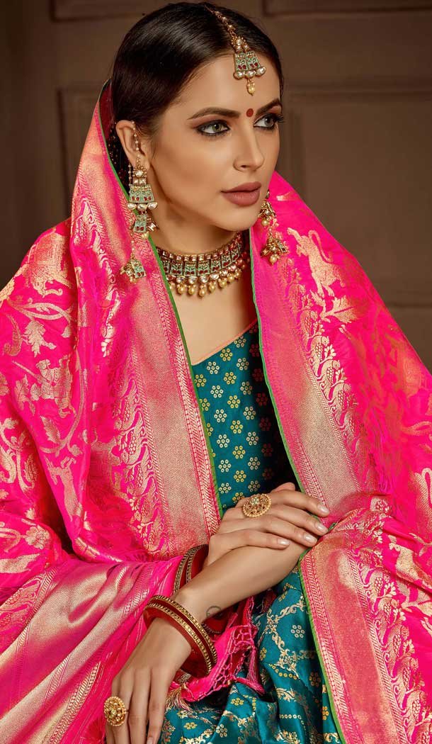 Charming Blue Color Banarasi Silk Designer Wedding Lehenga Choli -686085801