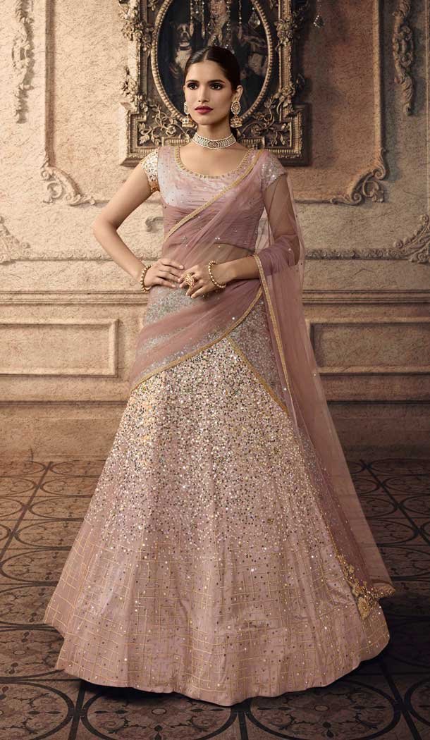 simple baby pink lehenga