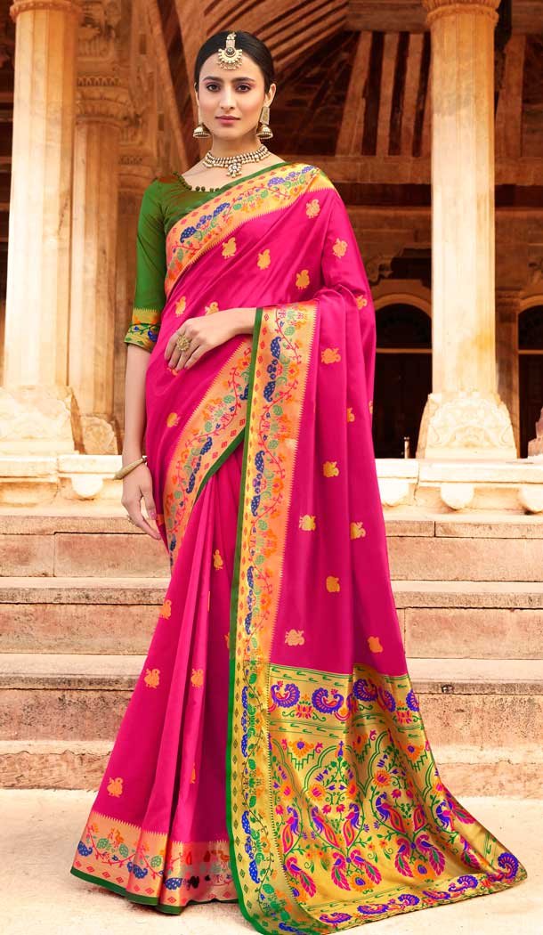 Pink Color Soft Silk Traditional Party Wear Saree Blouse -727490015