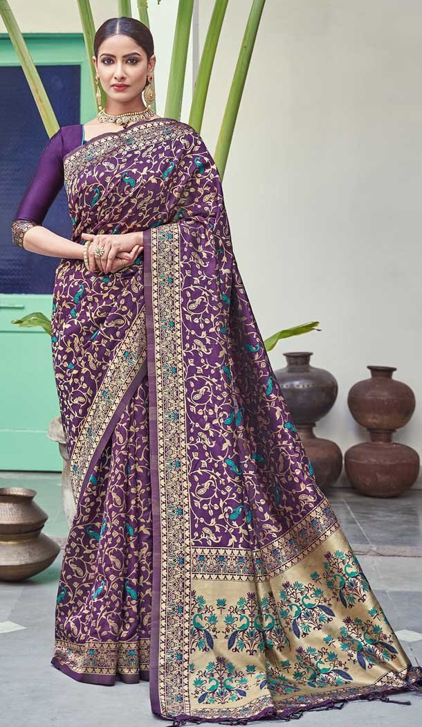 Purple Color Banarasi Art Silk Traditional Party Wear Saree -736191122