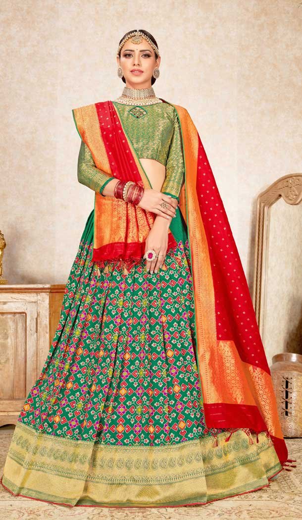 Mesmerizing Green Color Banarasi Silk Designer Wedding Lehenga Choli -748092410