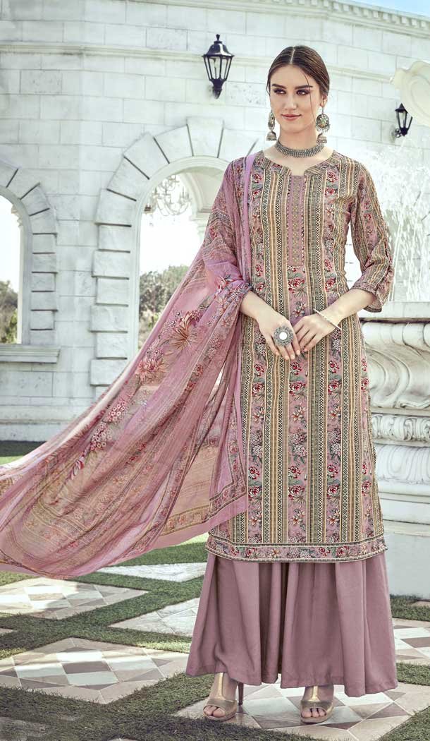 Old Rose Color Pure Crepe Digital Print Pakistani Style Palazzo Suit -756193288
