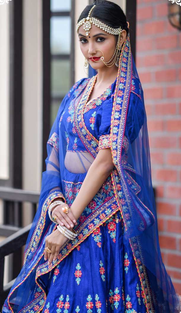 Royal Blue Color Chennai Silk Desiginer Wedding Wear Lehenga Choli -764694111