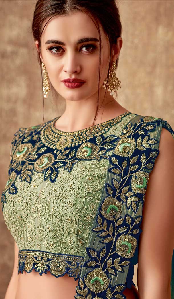 Green Color Jacquard Silk Designer Party Wear Lehenga Choli -pf75725513