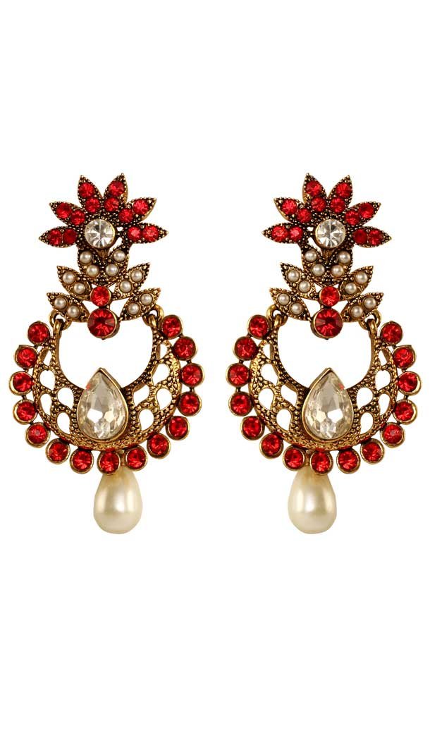 Beautiful Red Color Brass Gold Plated Fashion Earrings -716588870