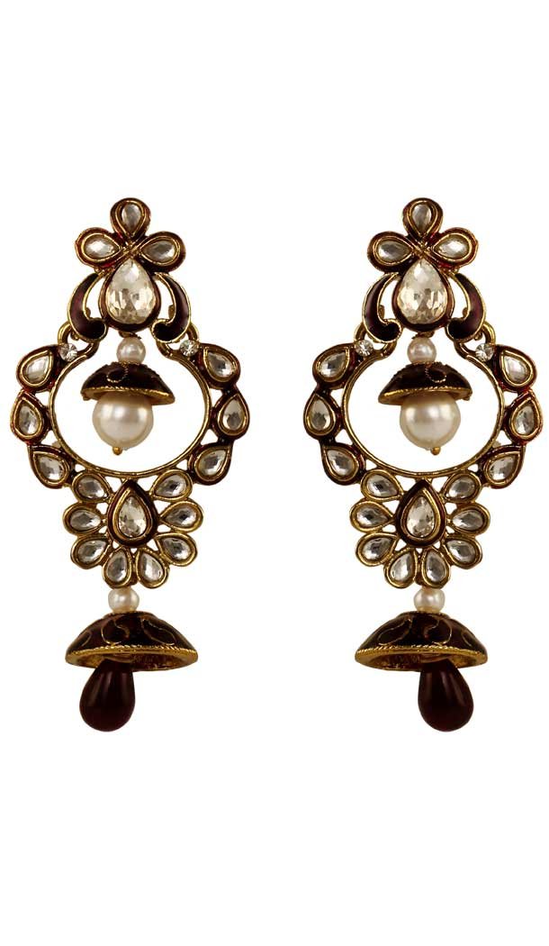 Contemporary Purple Color Brass Gold Plated Fashion Earrings -716588873