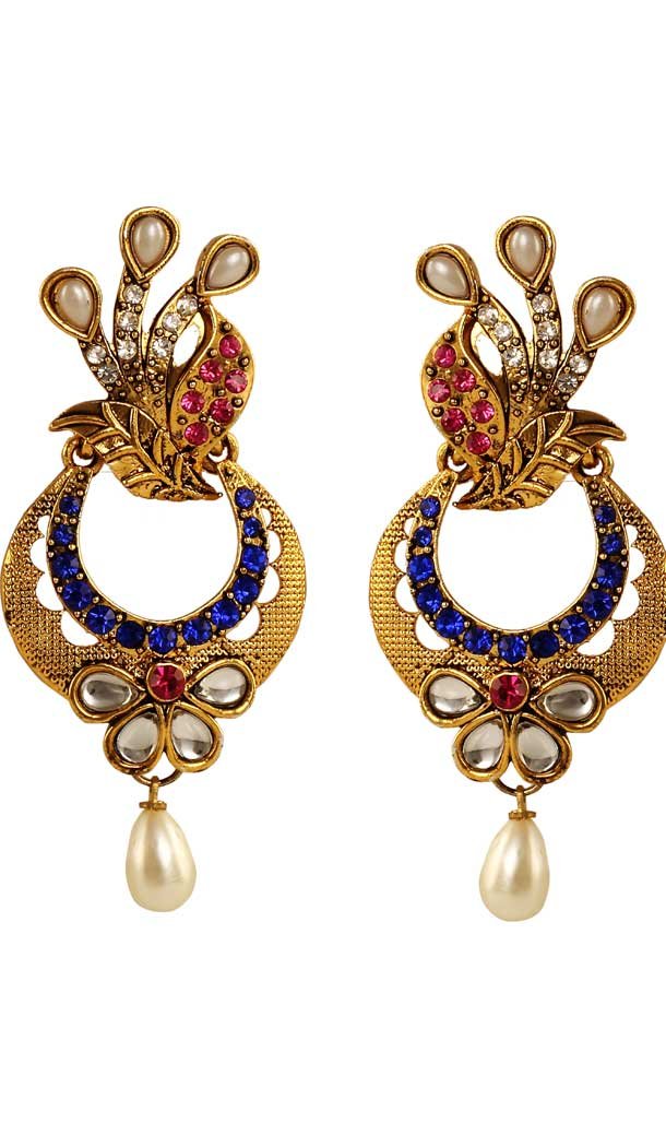 Elegant Multi Color Brass Gold Plated Fashion Earrings -716588874