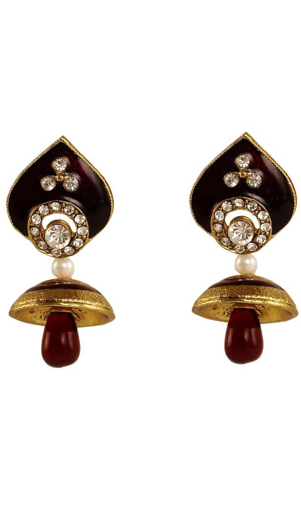 Alluring Maroon Color Brass Gold Plated Fashion Earrings -716588875