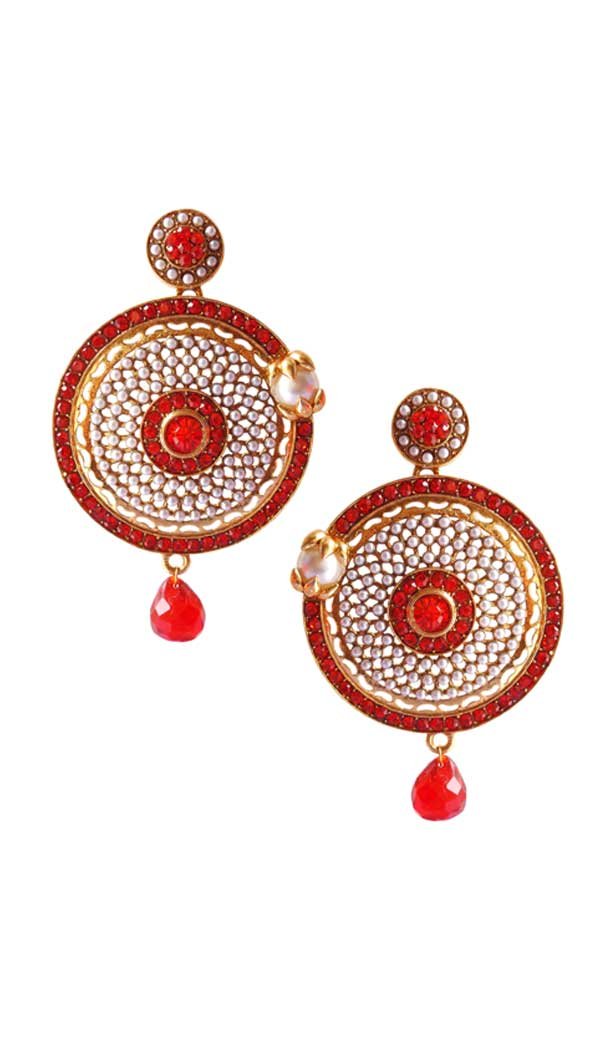 Charming Red Color Brass Gold Plated Fashion Earrings -716588886