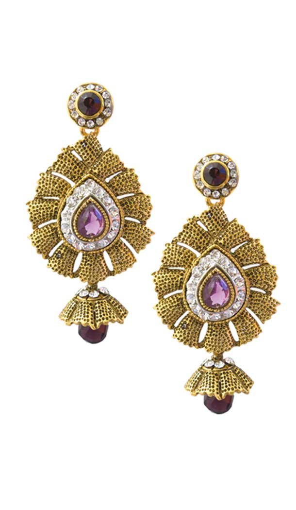 Exotic Purple Color Brass Gold Plated Fashion Earrings -716588888