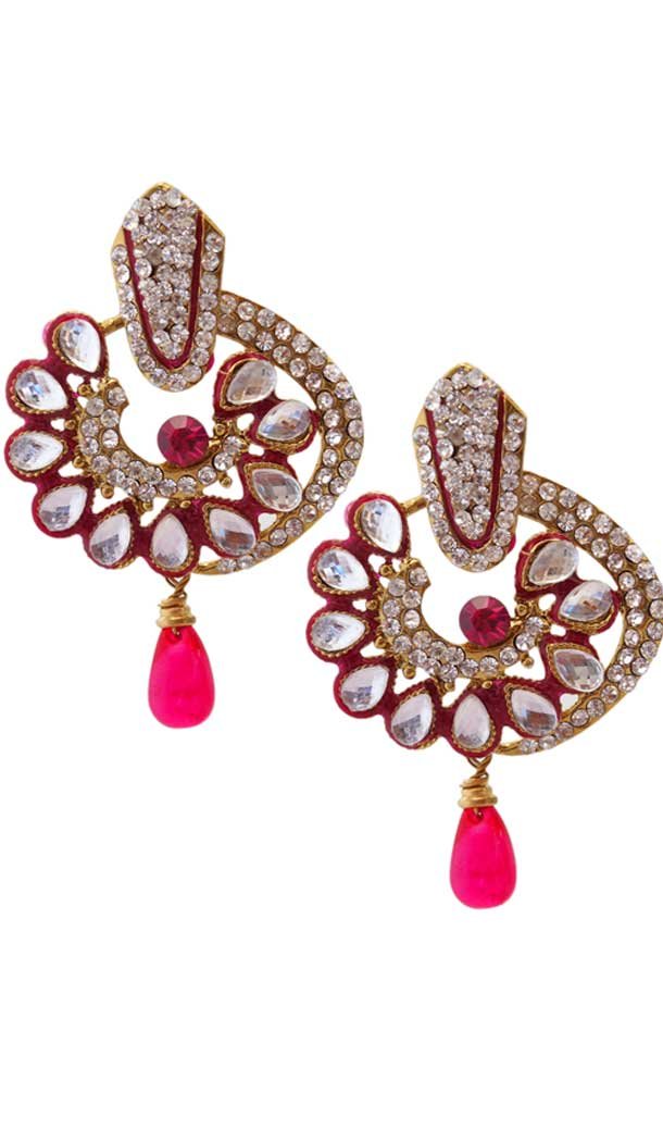 Aesthetic Pink Color Brass Gold Plated Fashion Earrings -716588892