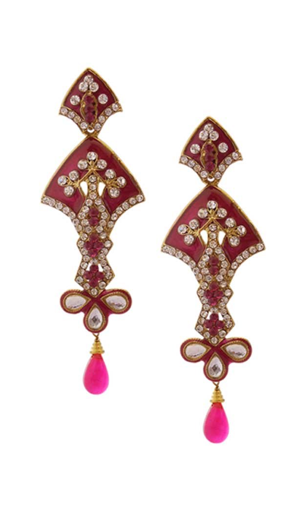 Aesthetic Pink Color Brass Gold Plated Fashion Earrings -716588897