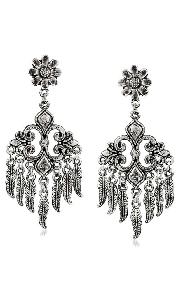Alluring Silver Oxide Color Brass Gold Plated Fashion Earrings -716588904