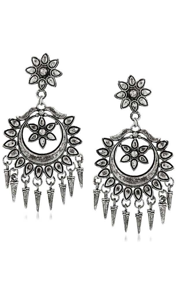 Ethnic Silver Oxide Color Brass Gold Plated Fashion Earrings -716588910