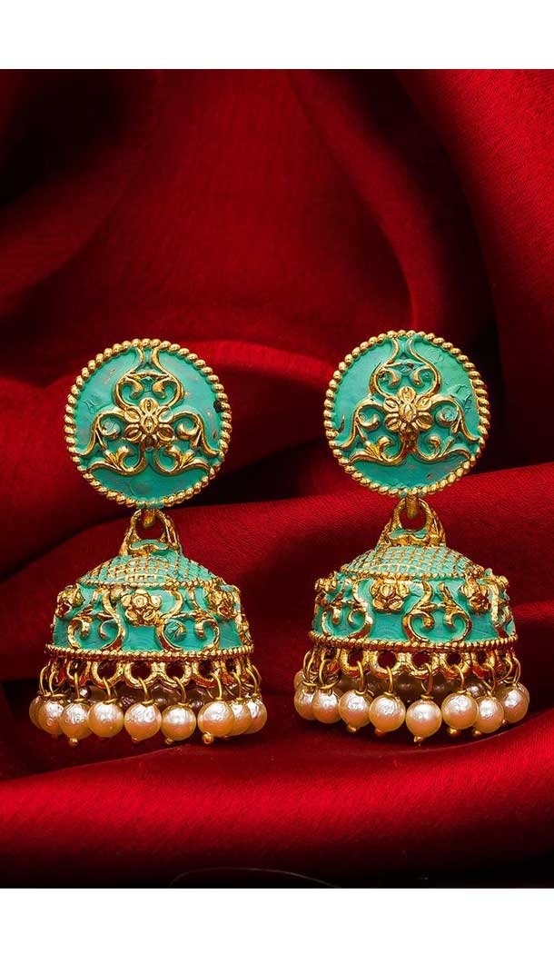 Tranquil Gold Plated Alloy Designer Imitation Jhumka Earrings -735591060