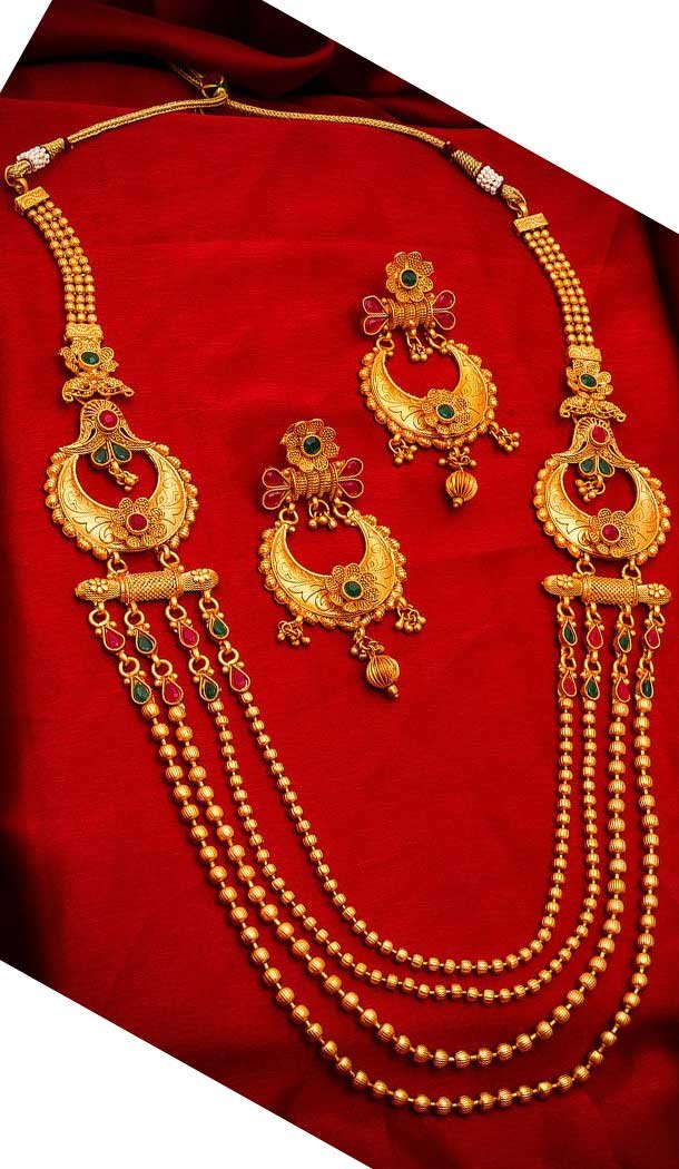 Alluring Gold Plated Alloy Designer Imitation Necklace Set -718589104