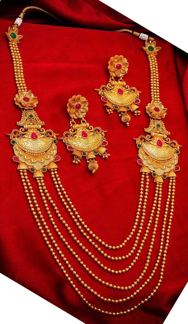 Adorable Gold Plated Alloy Designer Imitation Necklace Set -718589105