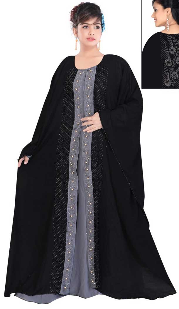 Exotic Black Color Nida Fabric Readymade Pakistani Women Burqa -EV538671286