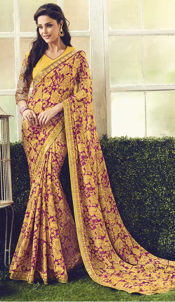 Ethnic Yellow Color Chanderi Cotton Party Wear Saree Blouse -EV543771626