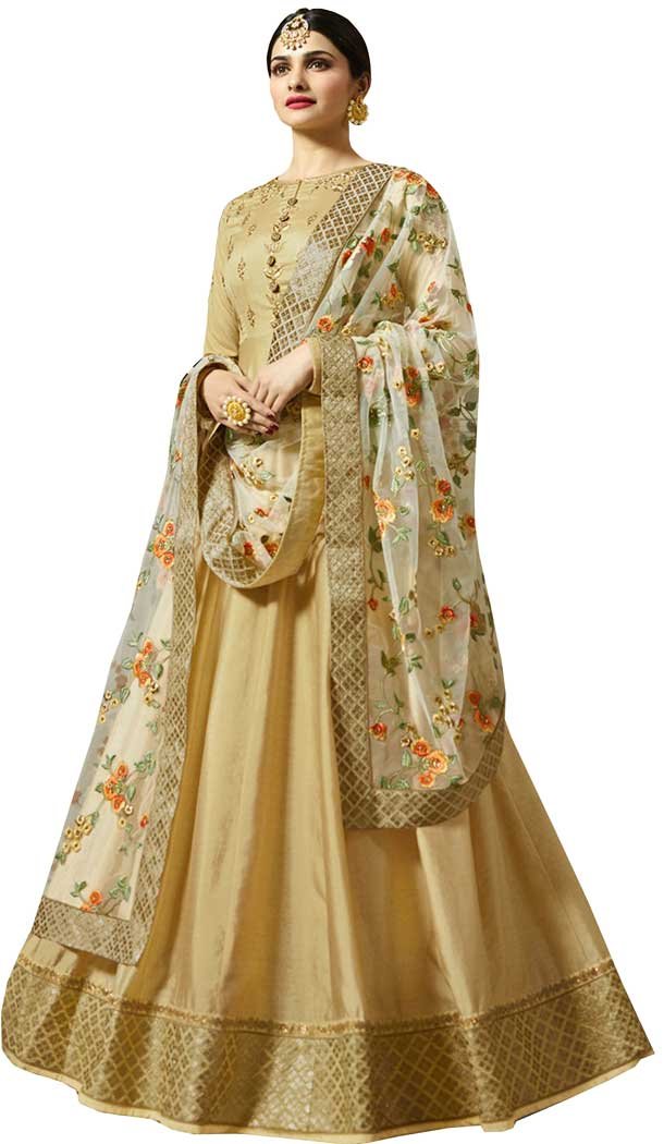 Bollywood Celebrity Prachi Desai Beige Color Faux Georgette Salwar Kameez -EV545471753