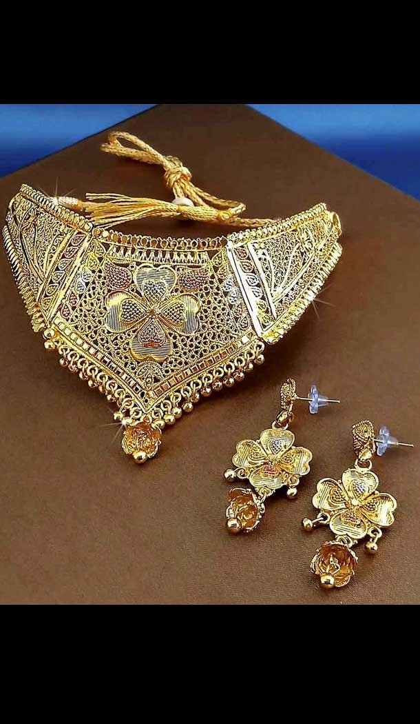 glamorous traditional gold smith  imitation jewellery-wedding wear necklace set -745892218