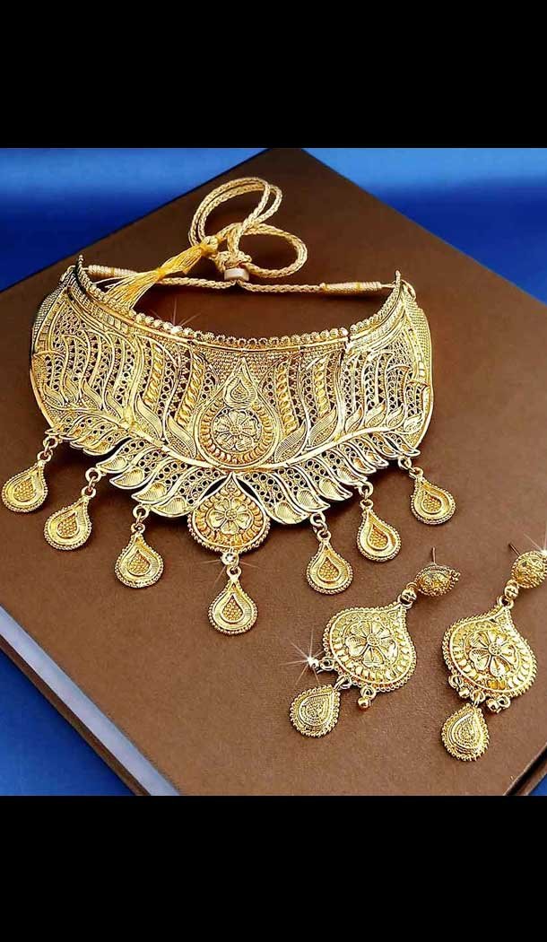 Classy Traditional Gold Smith Imitation Jewellery-Wedding Wear Necklace Set -745892227