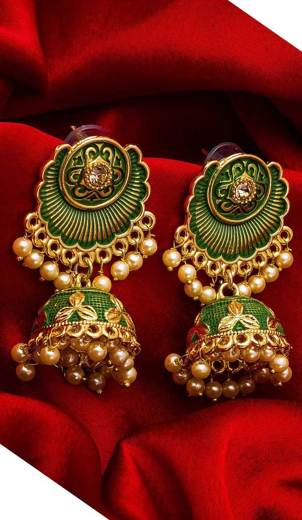 Alluring Green Color Alloy Imitation Fashion Earring -758393566