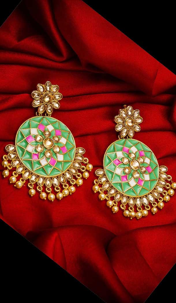 Classy Green Color Alloy Imitation Fashion Earring -758393574