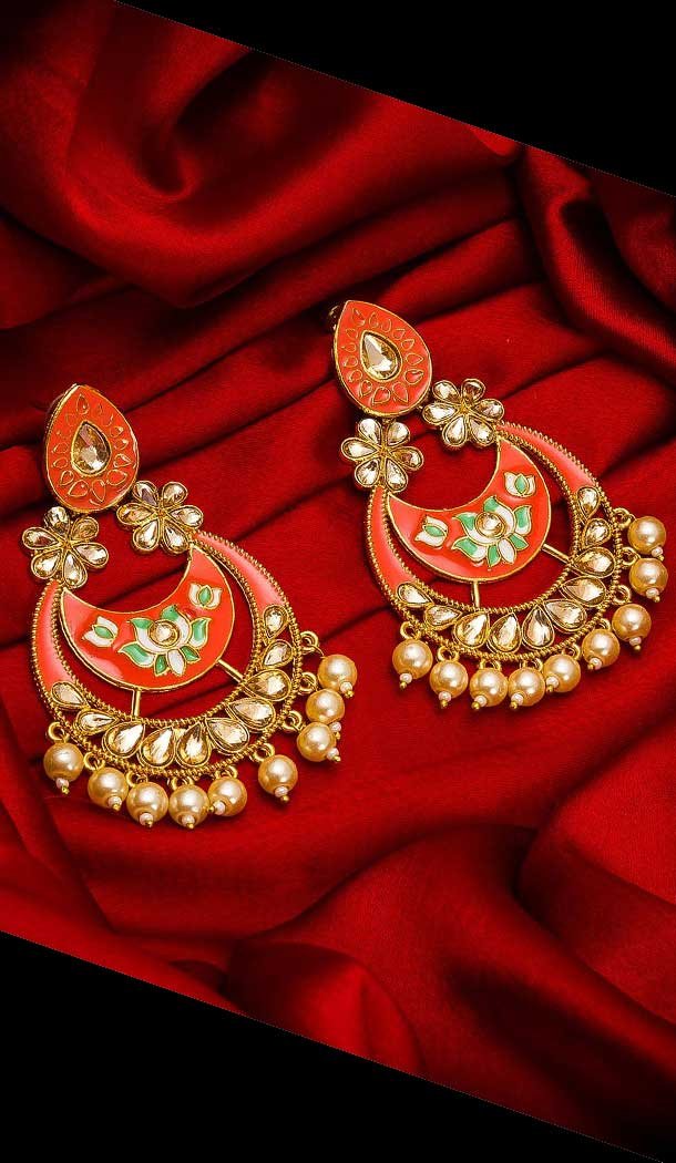 Classy Orange Color Alloy Imitation Fashion Earring -758393576