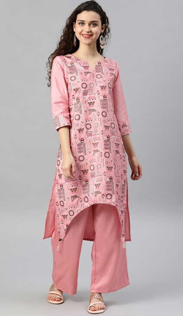 contemporary light pink color poly silk readymade casual wear kurti -729290275 contemporary light pink color poly silk readymade casual wear kurti -729290275