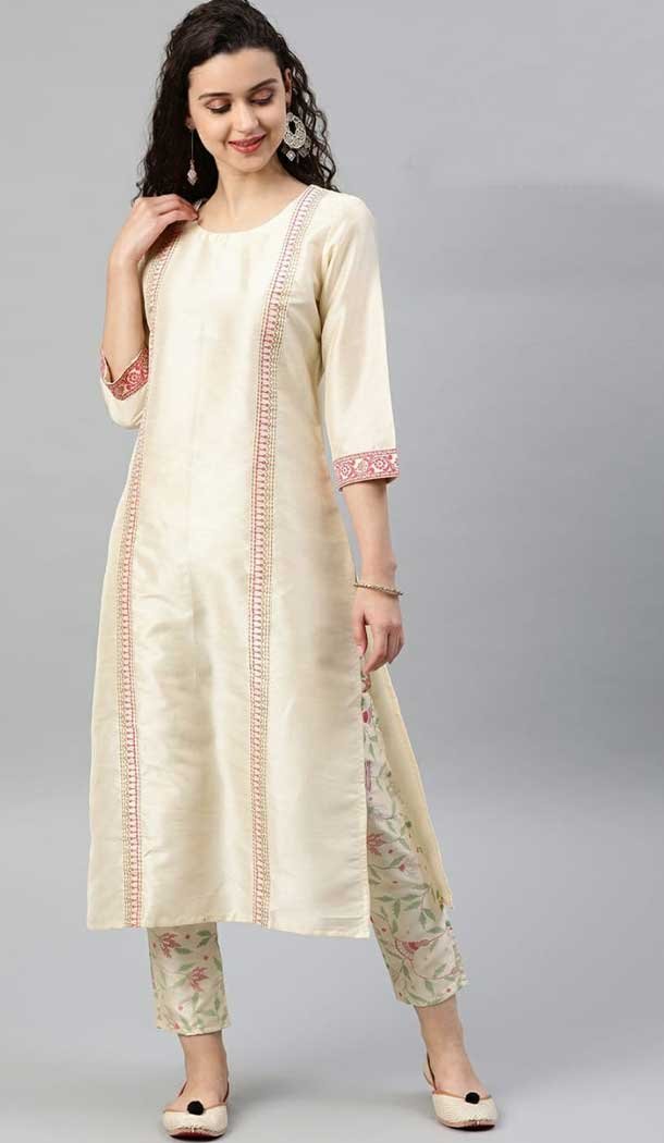 magnificient cream color poly silk readymade casual wear kurti -729290278 magnificient cream color poly silk readymade casual wear kurti -729290278
