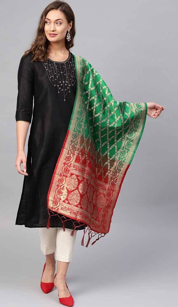 Stunning Multi Color Banarasi Silk Designer Dupatta -743591976 Stunning Multi Color Banarasi Silk Designer Dupatta -743591976