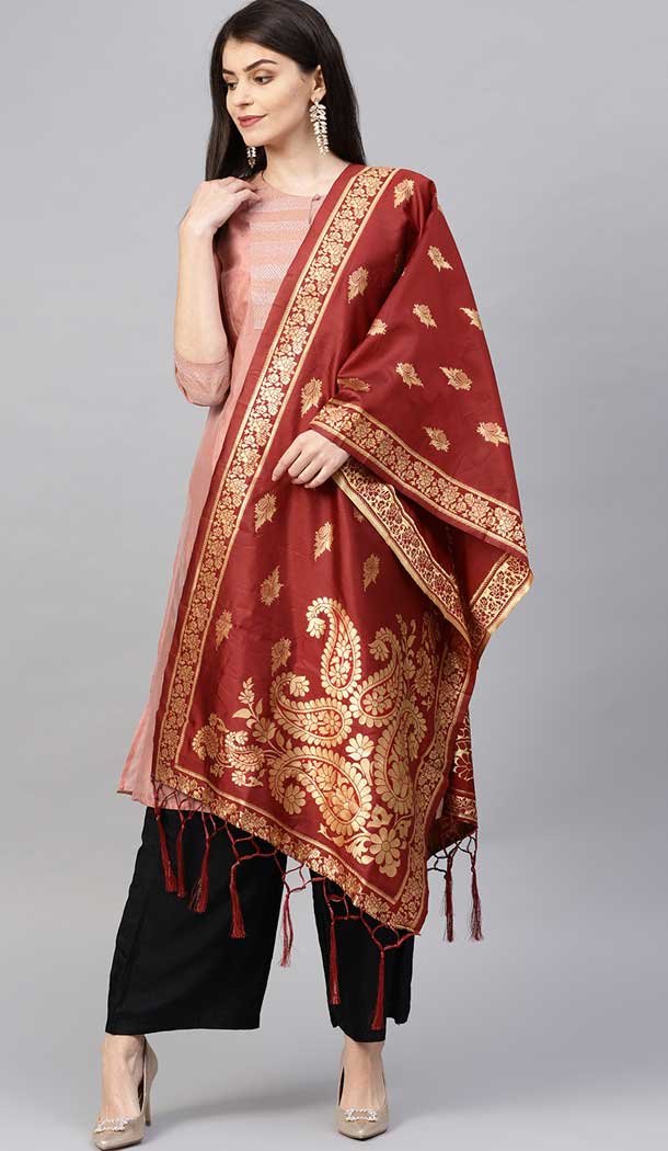 Maroon Color Banarasi Silk Designer Dupatta -743591984 Maroon Color Banarasi Silk Designer Dupatta -743591984